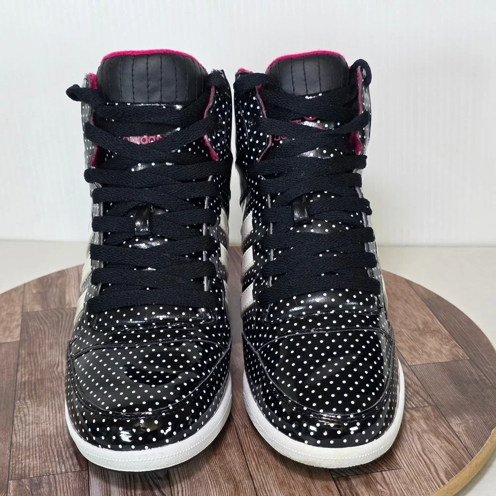Adidas NEO Weneo 2013 Sneakers 8.5 Black Polka Dot Hidden Wedge Heel High Top